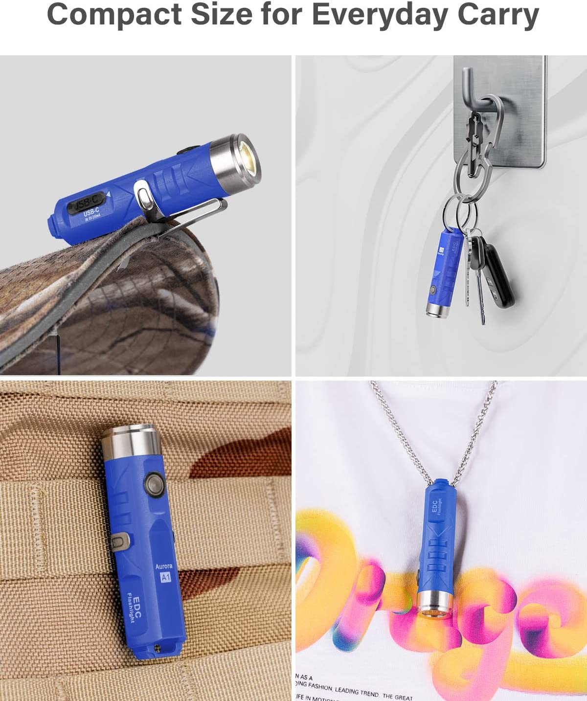 RovyVon Aurora A1 USB-C 650 Lumen Keychain Flashlight (3rd Generation) - Blue