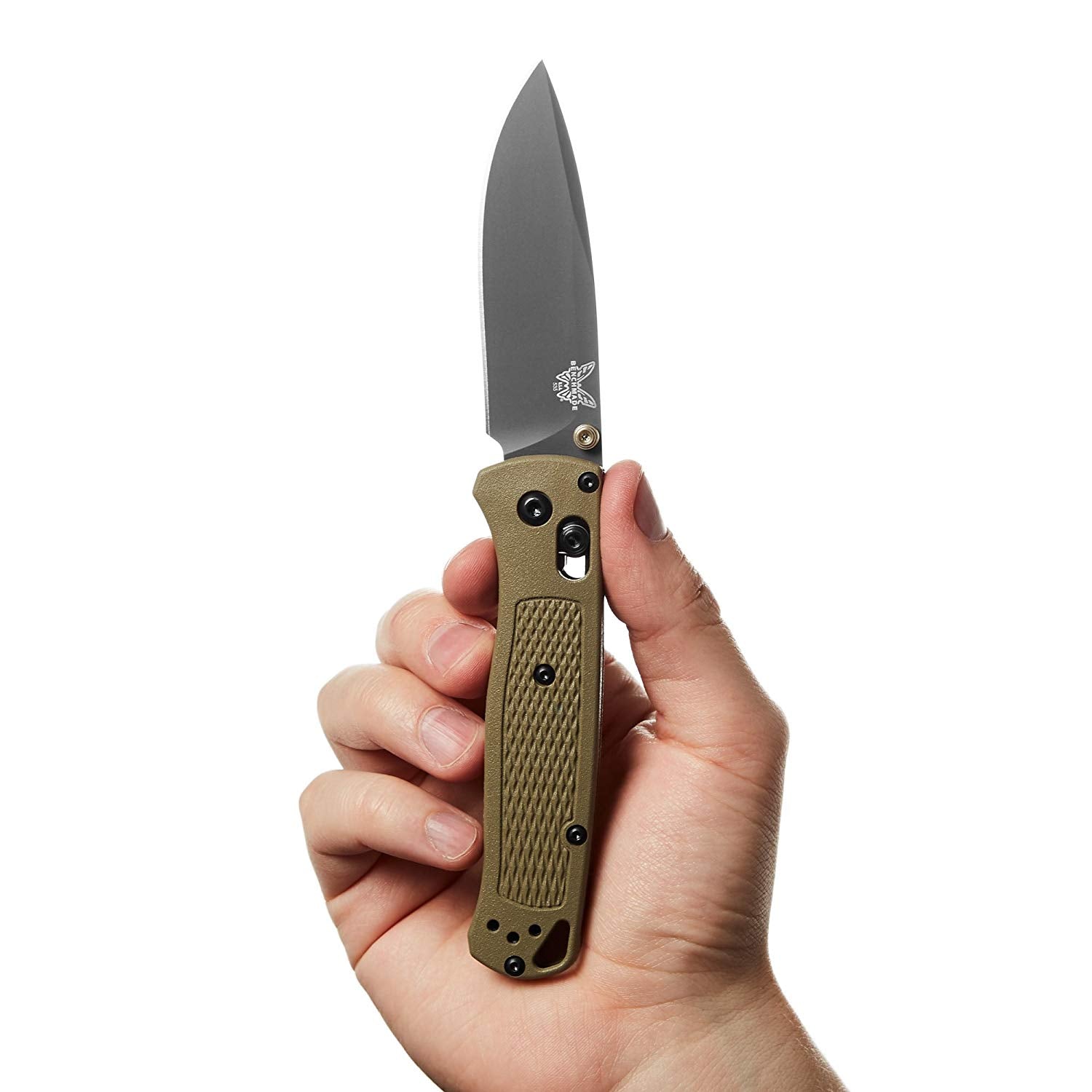 Benchmade Bugout 535GRY-1 blade detail – smoked gray Cerakote CPM-S30V drop point