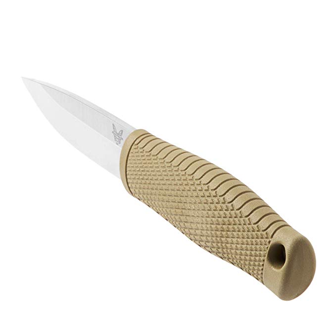 Benchmade 200 Puukko checkered Santoprene handle with lanyard hole