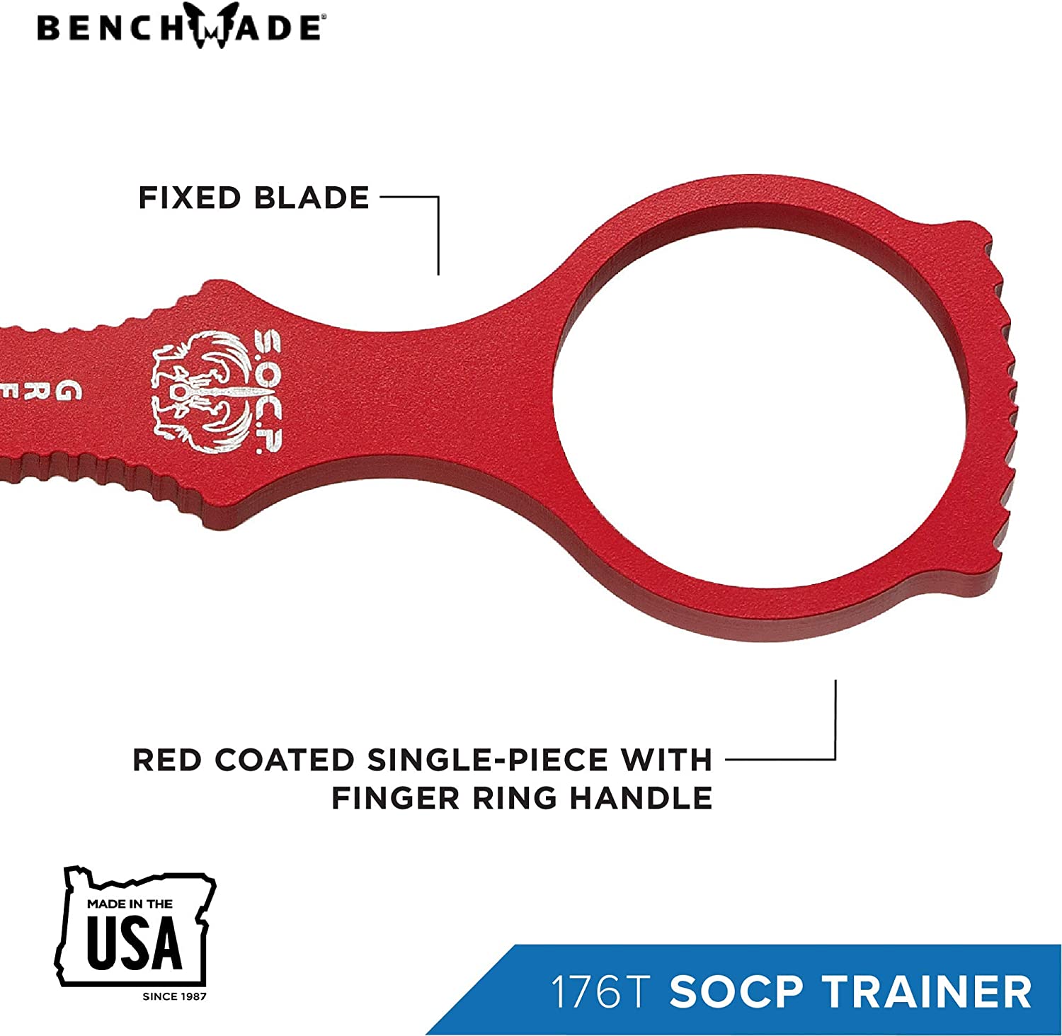Benchmade SOCP Trainer 176T red 440C training blade detail
