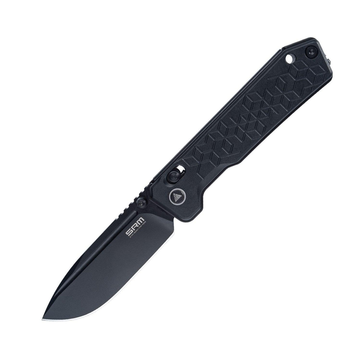 SRM Rubik - 3.4" Black Titanium Coated Blade - Anodized Black Aluminum Handle - 7228B-AB