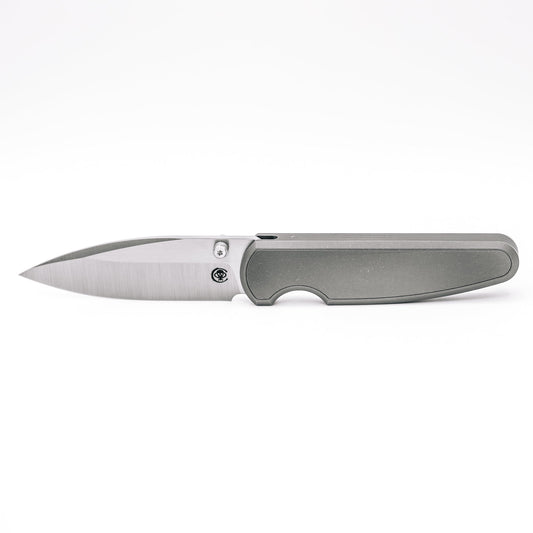 Chaves Knives x Brad Blount Phase 229 Belt Satin front view – 3.75" Belt Satin M390 drop point titanium integral folding knife
