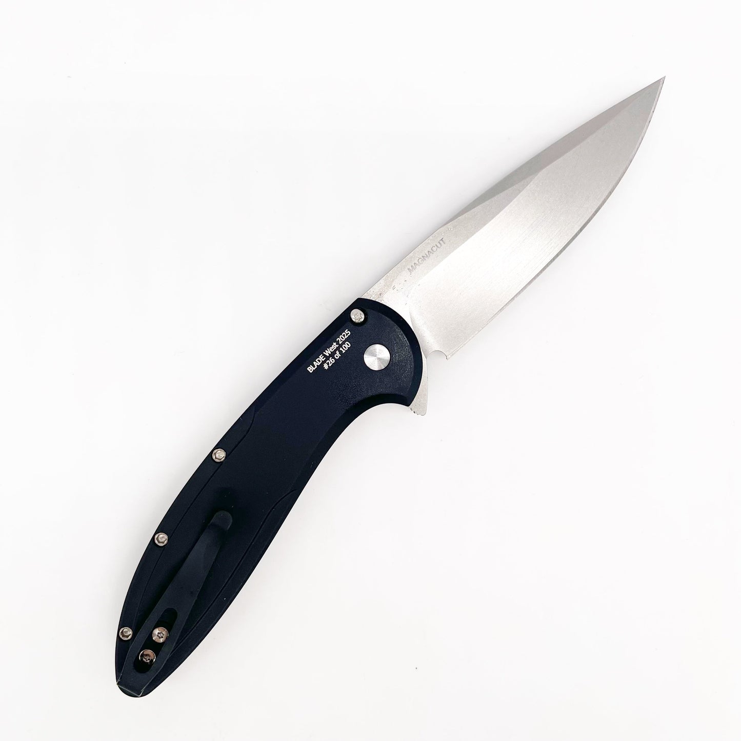 Pro-Tech Cambria 3.5" MagnaCut Button Lock Knife Black Aluminum + Maple Burl – Limited 100 Pieces