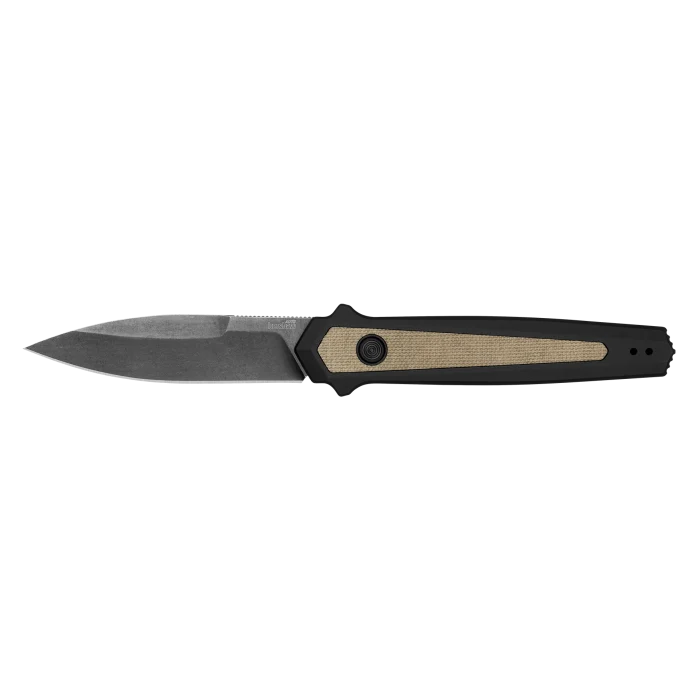Kershaw Launch 15 Automatic Knife 3.5" Stonewash Magnacut Black Aluminum Canvas Micarta