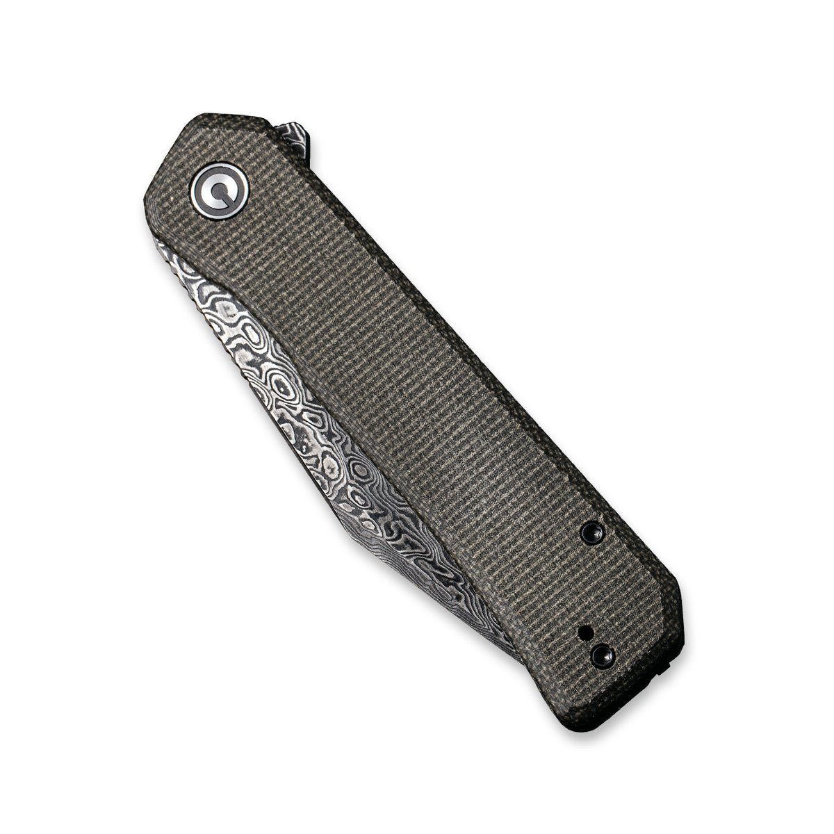 CIVIVI Relic Folding Knife C20077B-DS1 3.48 in Damascus Blade Dark Green Micarta Handle
