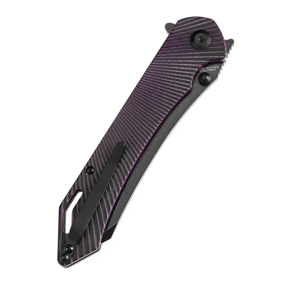 Tenable Colibri Tech T1060A3 – 4.34" Blackwash Nitro-V Blade, Black & Purple G10 Handle