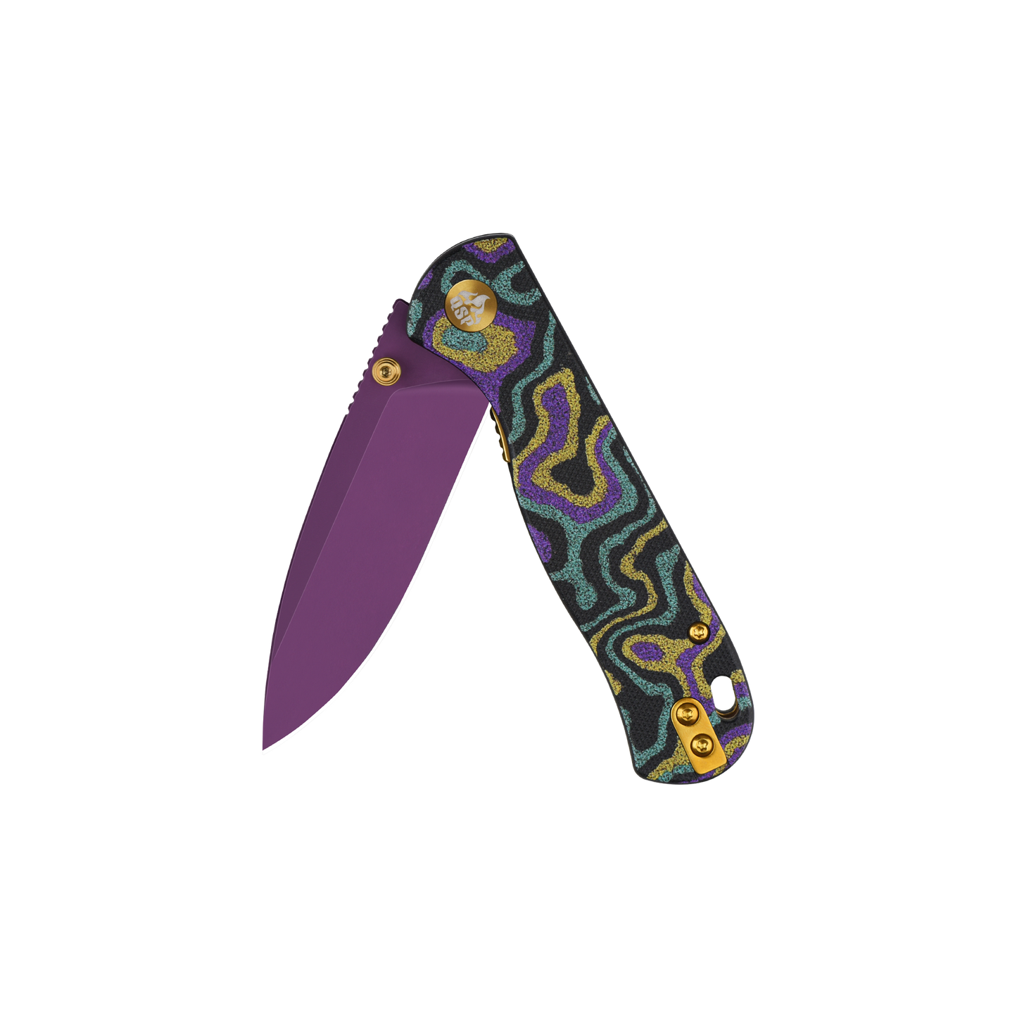 QSP Ferret Mardi Gras Exclusive 3in Nitro V Purple Blade G10 Handles