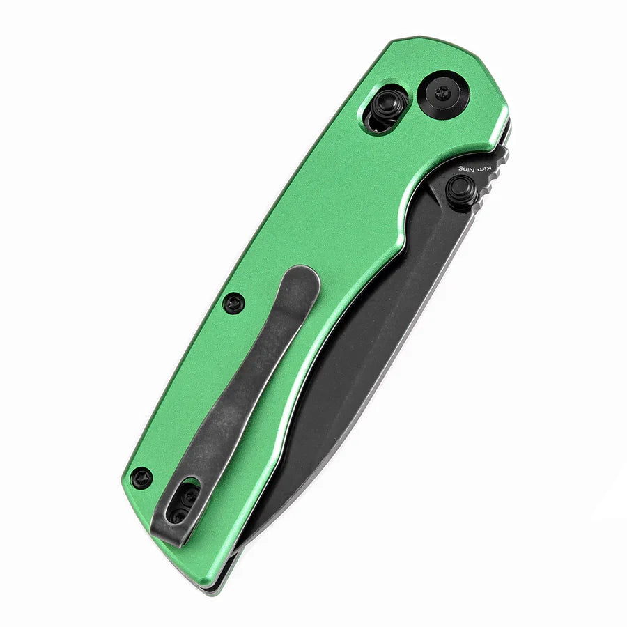 Tenable Kryo T1001V1 – 3.58" Blackwash 14C28N Blade, Green Anodized Aluminum Handle with Liner Lock