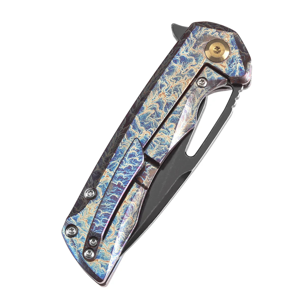 Kansept Mini Kryo 2.9" CPM S35VN Titanium with Lightning Strike Finish Blue K2001A6