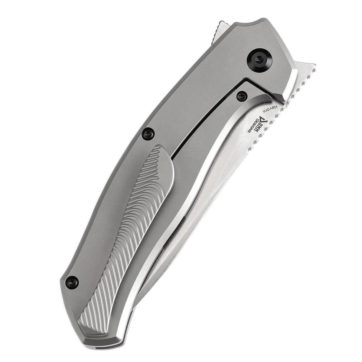 Kansept HAVÃƒËœRN 3.48" CPM S35VN Titanium + Rose Pattern Black & White Carbon Fiber Black and white K1069A2
