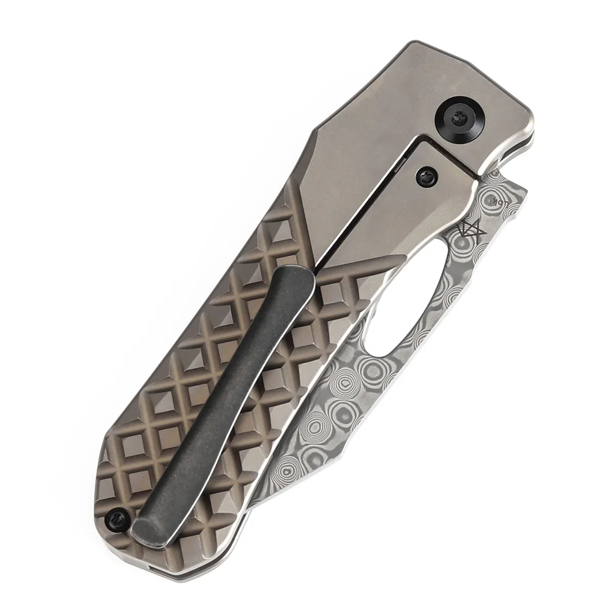 Kansept Loki 2.99" Damascus Bronzed Anodized Titanium with Frag Pattern Bronze,Black  K1058B5