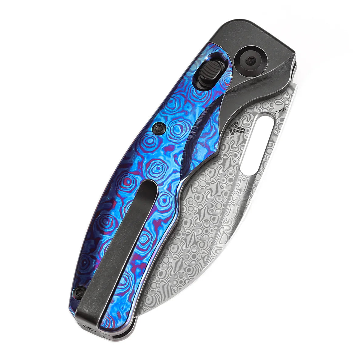 Kansept Vivid 3.04" Damascus Blackwashed Titanium with Timascus Black Purple K1094V5