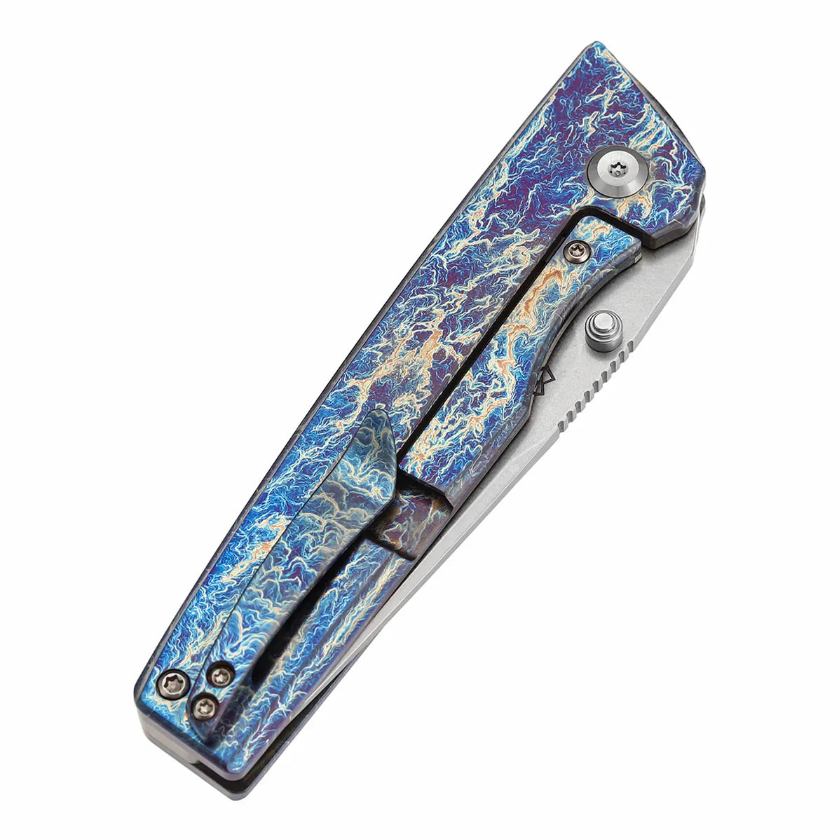 Kansept Chimera 3.15" Stonewashed CPM S35VN Titanium with Lightning Strike Finish K1096A5