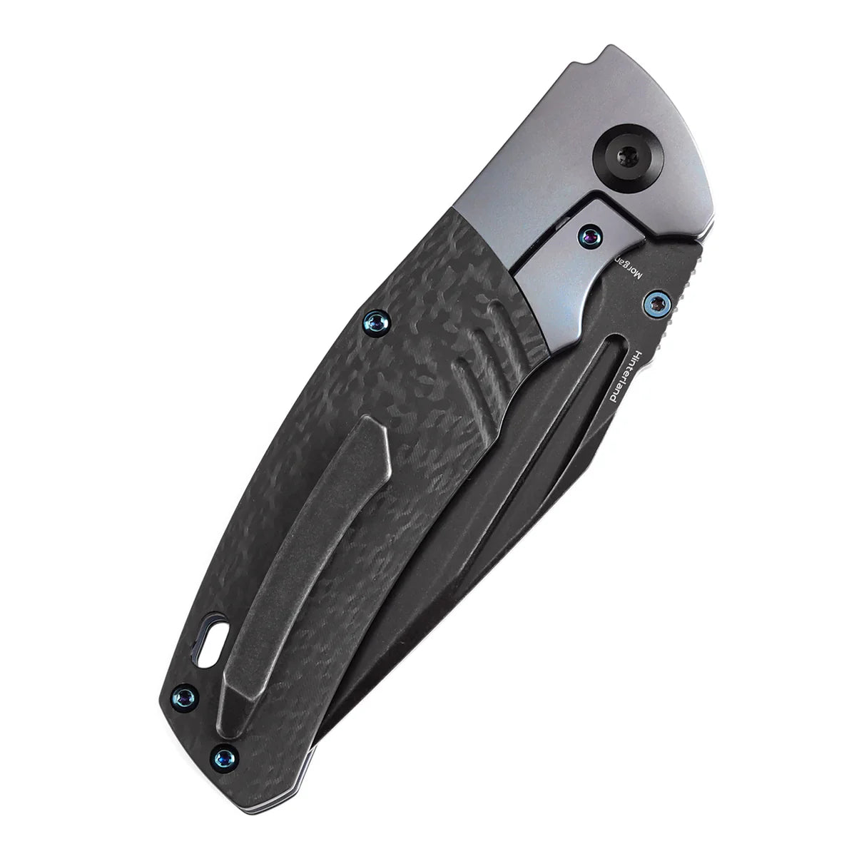 Kansept Hinterland 3.58" CPM S35VN Blue Anodized Titanium + Twill Carbon Fiber Inlay Blue Black K1057A1