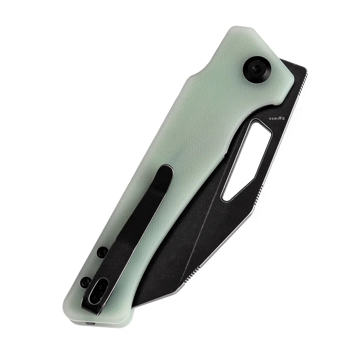 Kansept Egress 3.47" Black Stonewashed 14C28N Jade G10 T1033A6