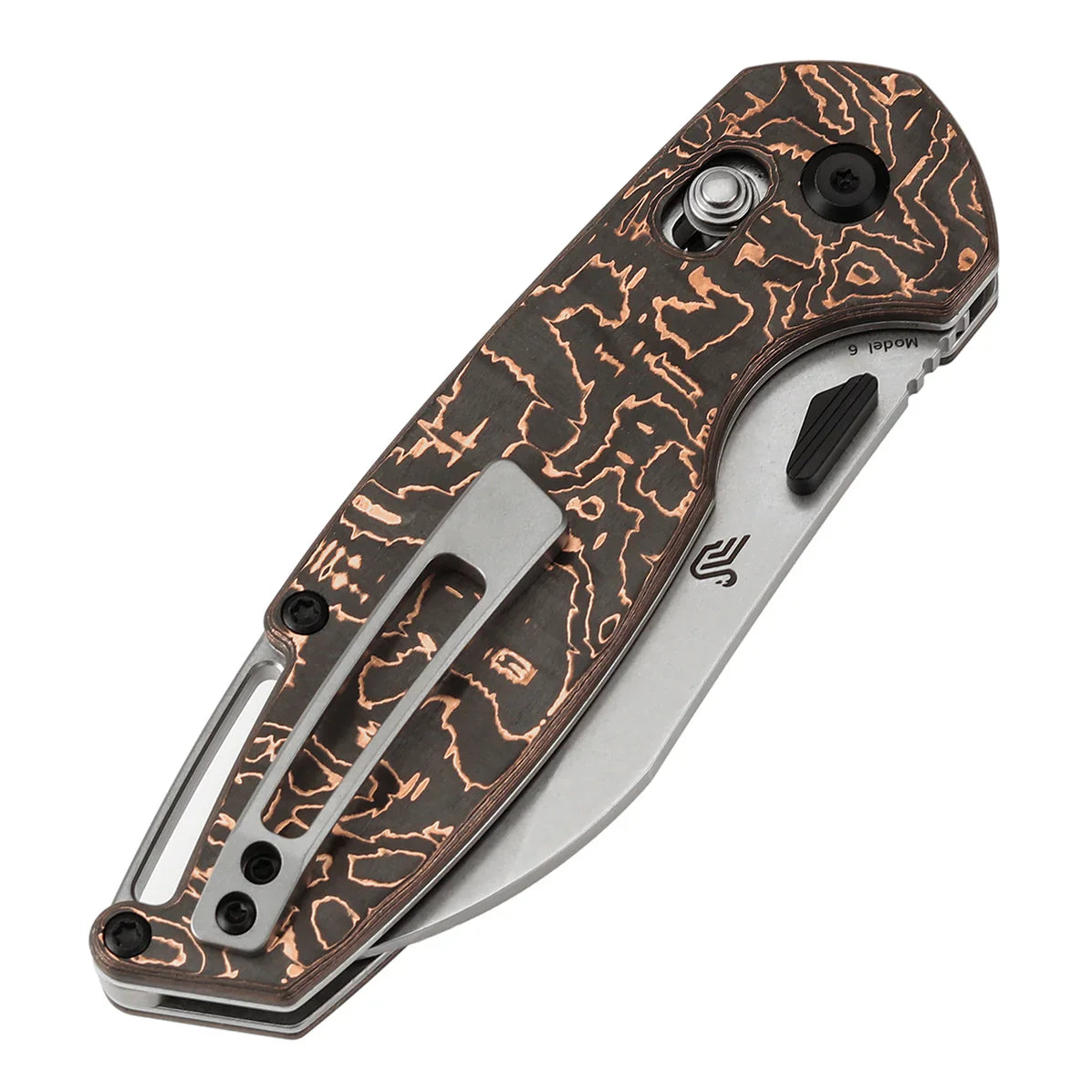Kansept Model 6 K1022V2 – 3.1" CPM S35VN Blade, Copper Carbon Fiber Handle with Crossbar Lock (Nick Swan Design)
