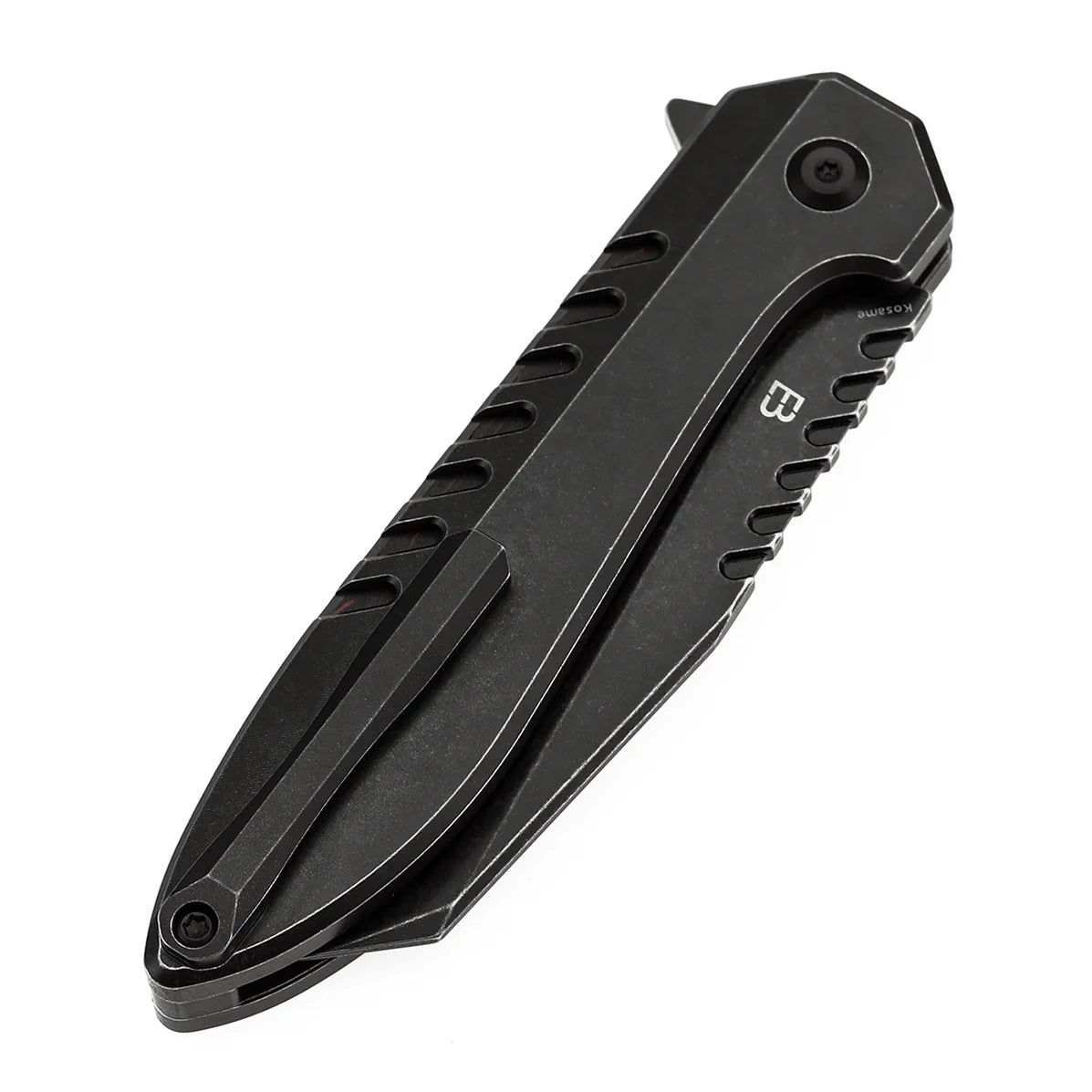 Kansept Kosame Button Lock T1093F5 – 3.37" 154CM Blade, Blackwash Titanium with Black & Red G-Mascus Inlay, by Ei Spade Design