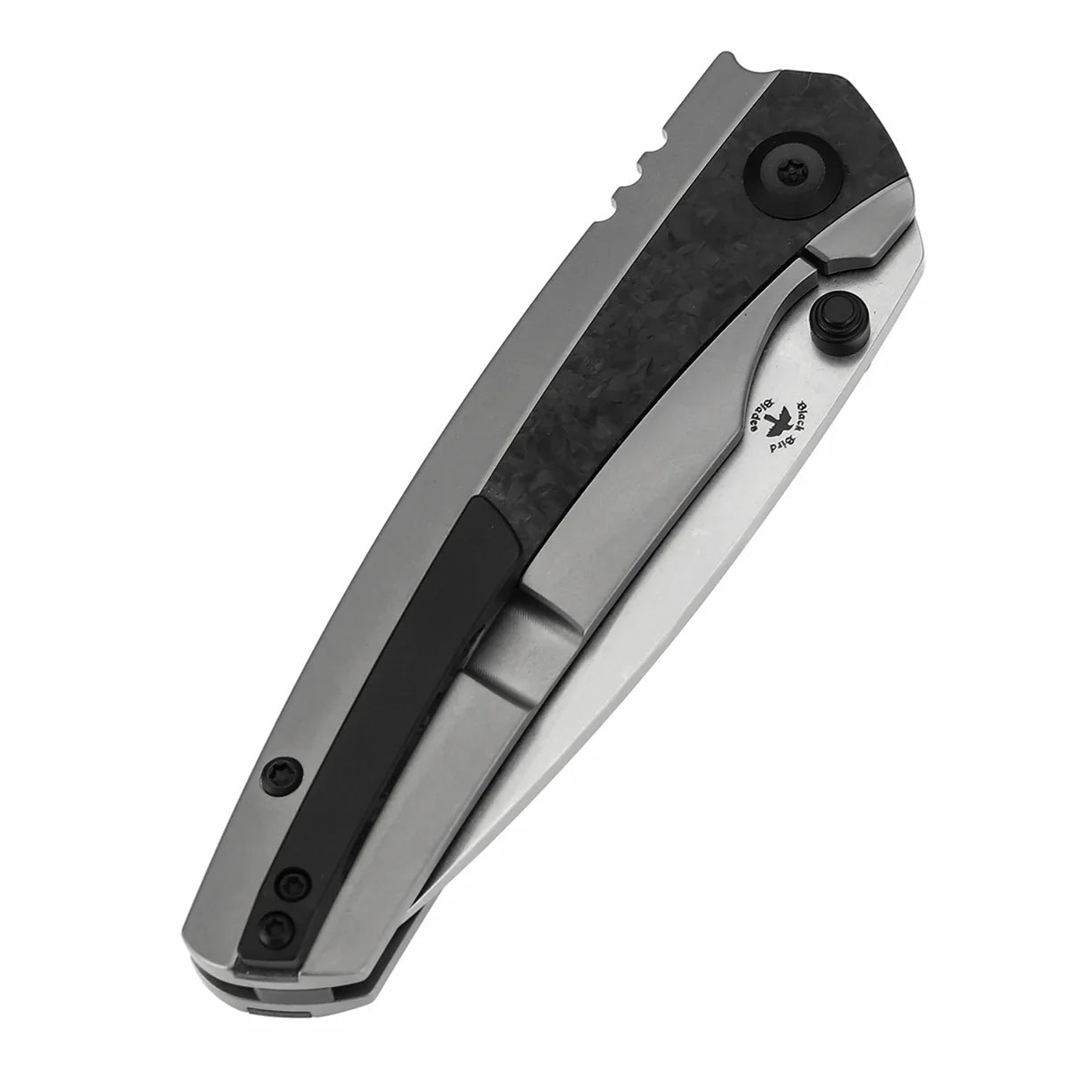 KANSEPT Thumb Stub Raven K2109A2 – Titanium & Shred Carbon Fiber, 3.13" CPM 20CV Blade, Black Bird Blades Design