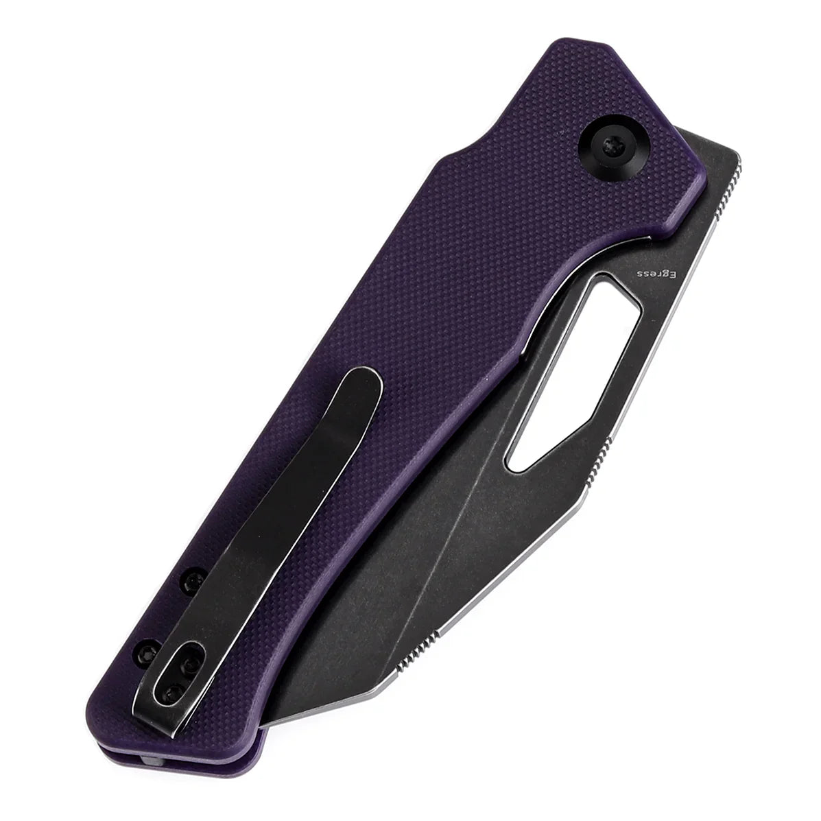 Kansept Egress 3.47" Black Stonewashed 14C28N Purple G10 T1033A3