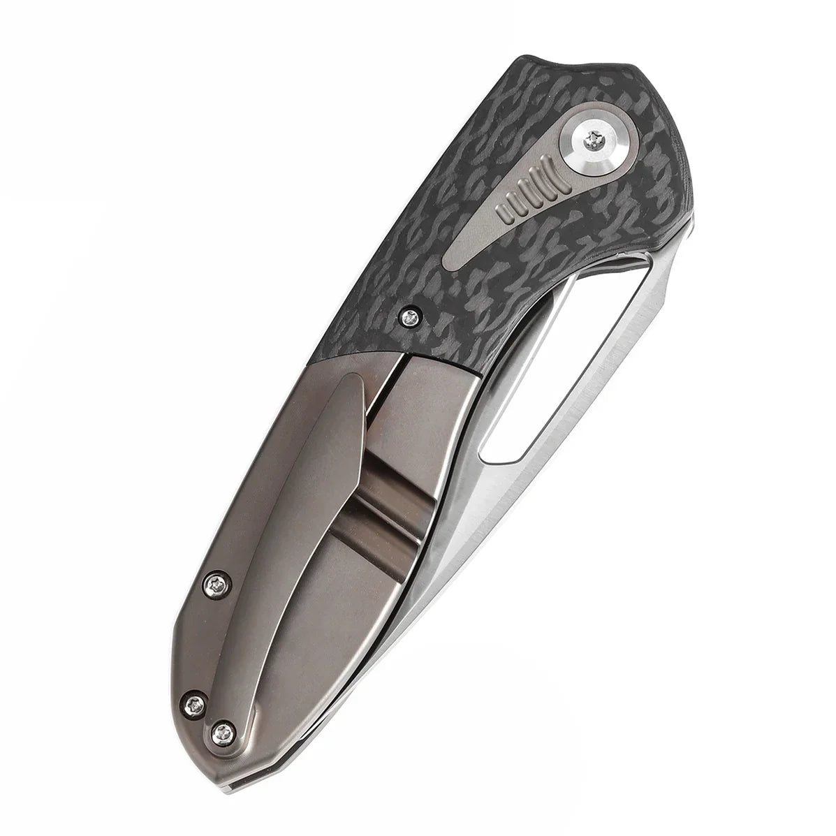 Kansept Thoth 3.43" CPM 20CV Twill Carbon Fiber+ Titanium Bronze Handle K1075T3