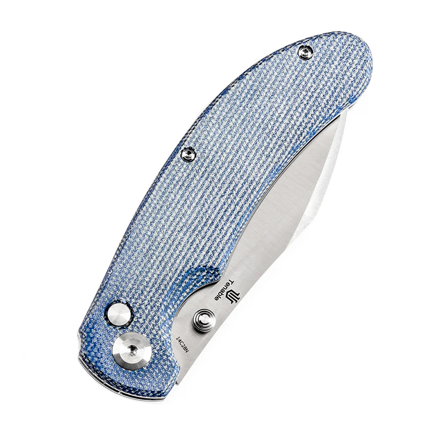 Kansept Knives 3.58 inch Satin 14C28N Blue Micarta Nesstreet T1039F5
