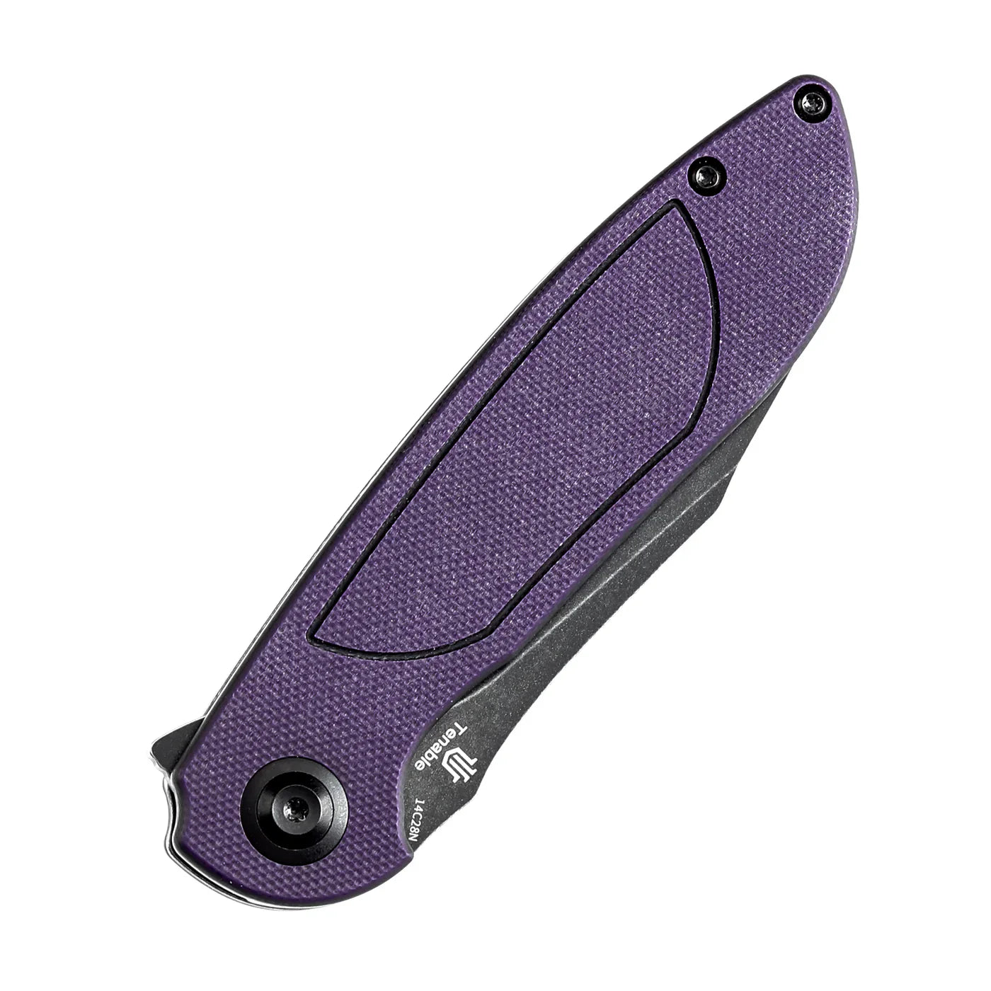 Kansept Prometheus 3.29" Blackwash 14C28N Purple and Black G10 T1040A4