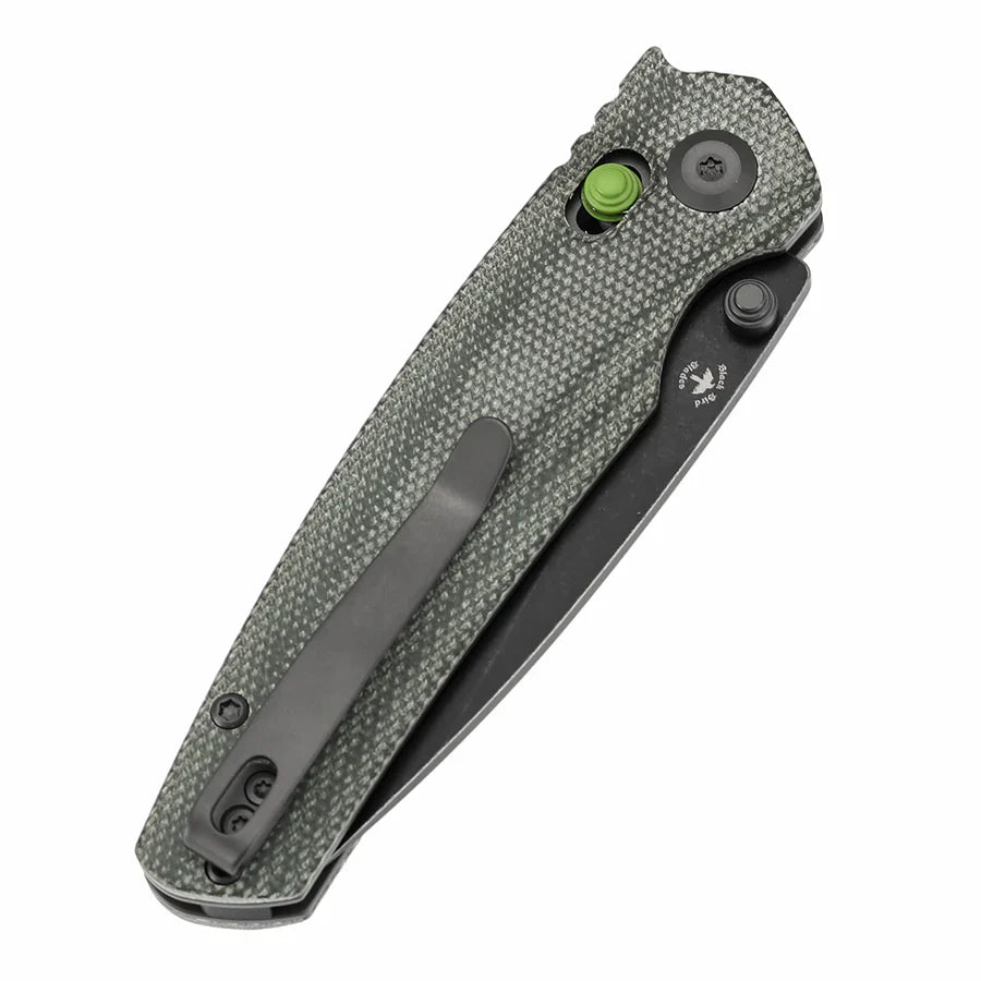 Tenable Raven T2109V5 – 3.14" Blackwashed 14C28N Drop Point Blade, Green Micarta Handle, Crossbar Lock – Designed by Black Bird Blades