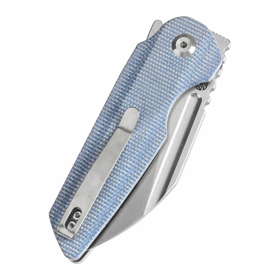 Tenable Rafe L T1048A3 – 3.19" Stonewashed 14C28N Blade, Blue Micarta Handle with Liner Lock