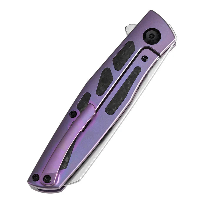 Kansept Cru 3.46" CPM-S35VN Stonewashed Purple Anodized Titanium & Shred Carbon Fiber-K1092A2