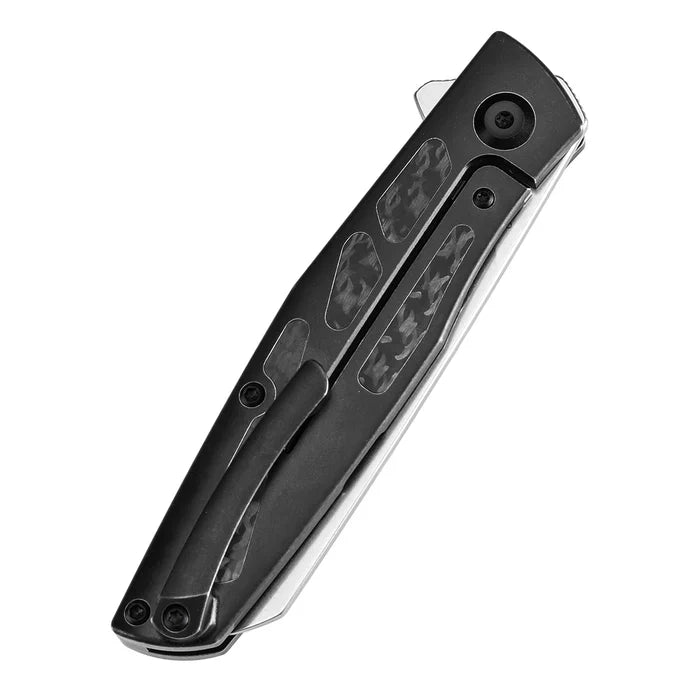 Kansept Cru 3.46" CPM-S35VN Stonewashed Blackwash Titanium & Twill Carbon Fiber Black K1092A5