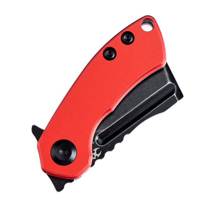 Kansept Mini Korvid 1.45" 154CM Black Stonewashed with Red Anodized Aluminum Handles - T3030P3