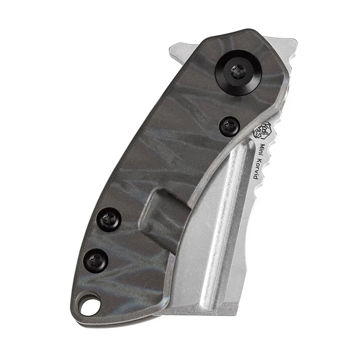 Kansept Mini Korvid 1.45" Stonewashed CPM S35VN Tiger Stripe Flamed Titanium K3030A9