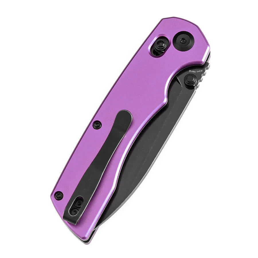 Tenable Kryo T1001V2 – 3.58" Blackwash 14C28N Blade, Purple Anodized Aluminum Handle with Liner Lock