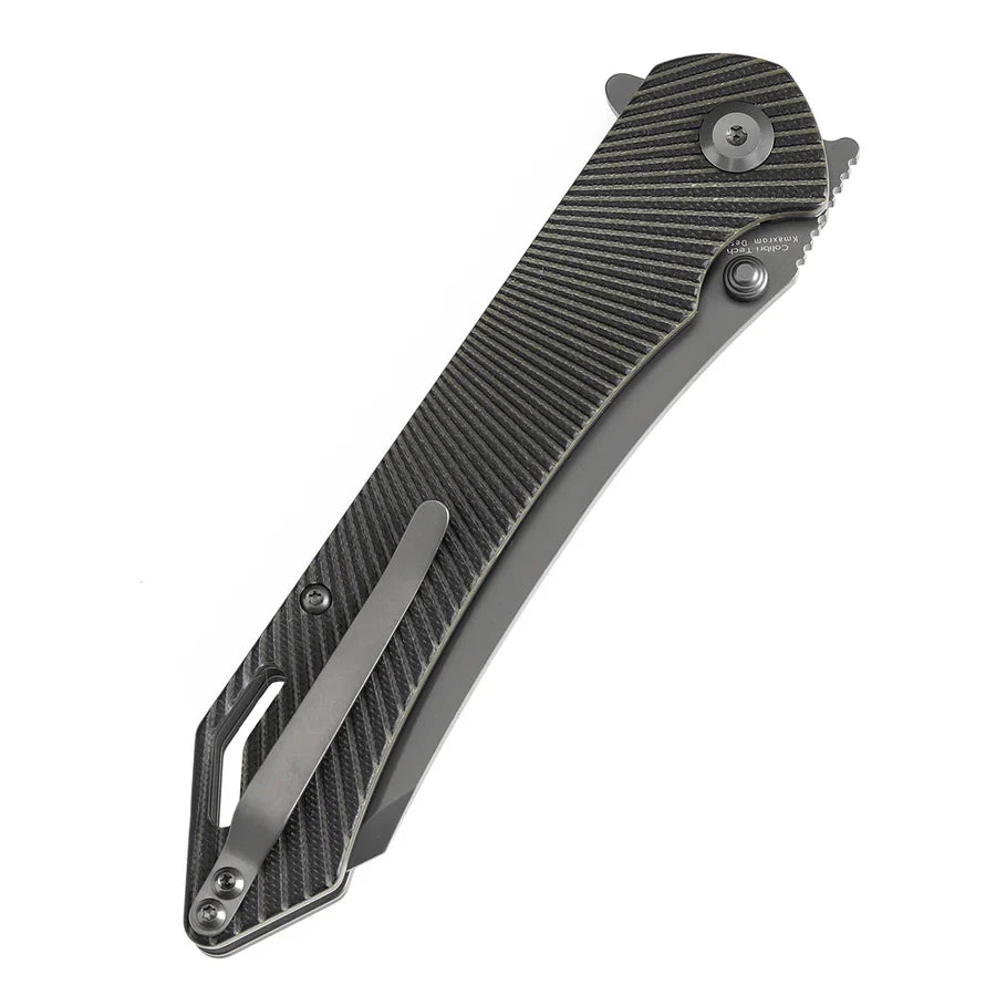 Tenable Colibri Tech T1060A2 – 4.34" Gray TiCN-Coated Nitro-V Blade, Black & Green G10 Handle