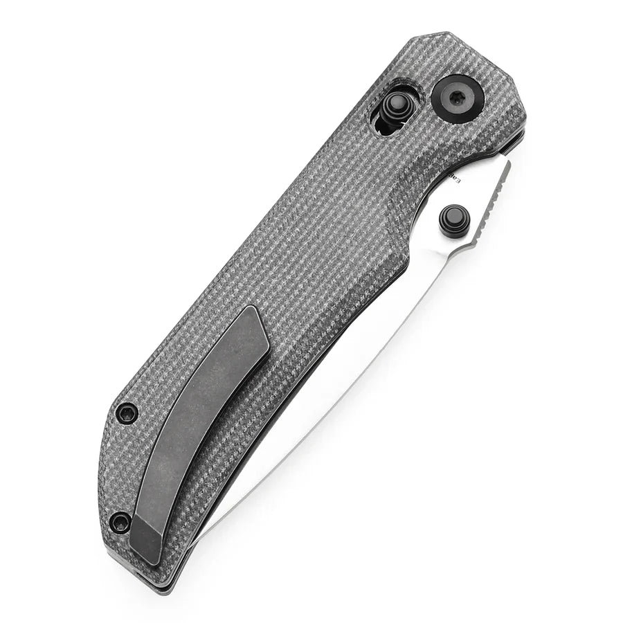 Tenable Eaglestrike T1095V1 – 3.73" Satin Nitro-V Drop Point Blade, Black Micarta Handle with Crossbar Lock