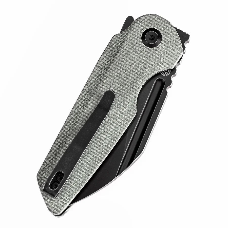 Tenable Rafe L T1048A1 – 3.19" Black Stonewashed 14C28N Blade, Green Micarta Handle with Liner Lock