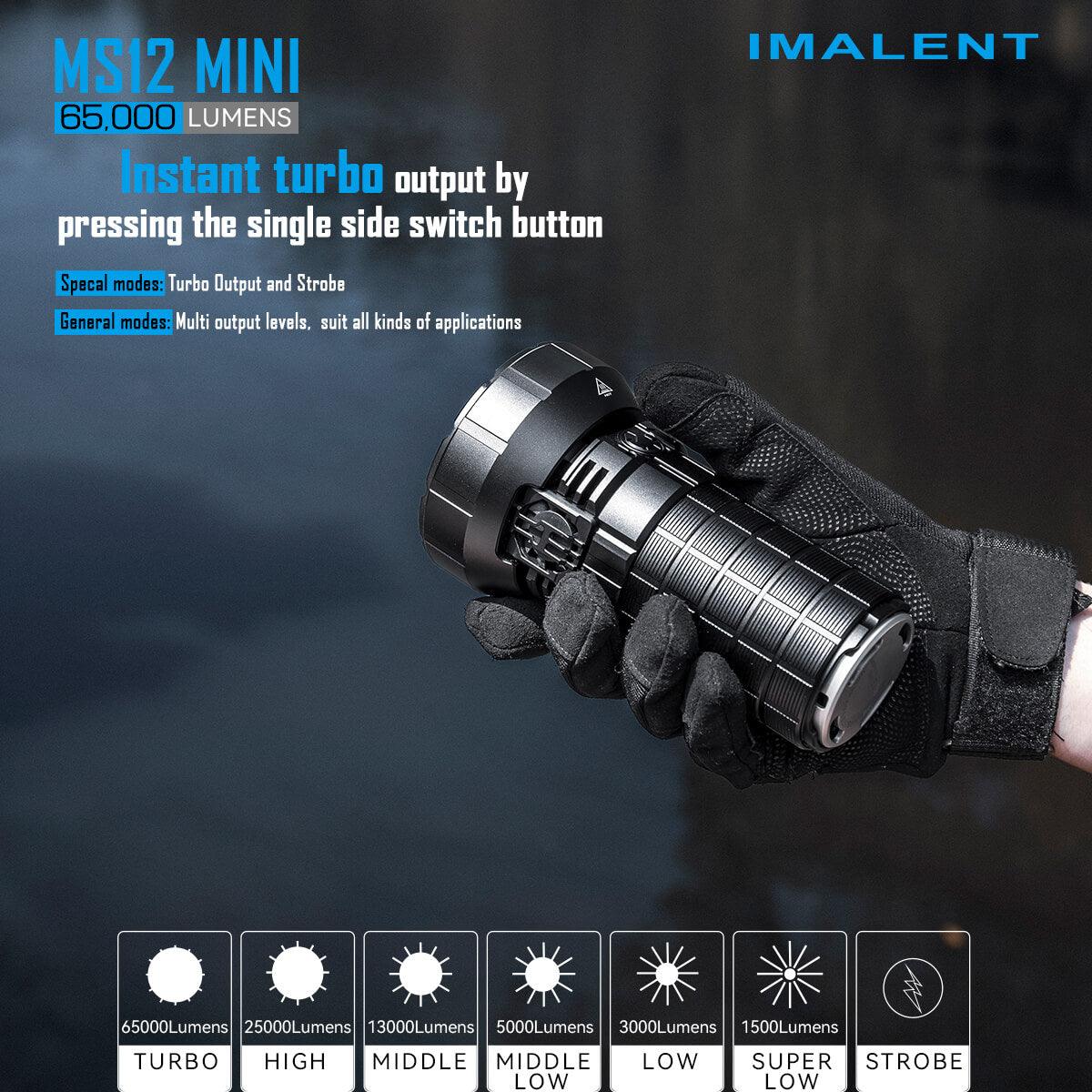 Imalent MS12 Mini 65000 Lumen High Powered Rechargeable Flashlight 12 x CREE XHP70 Gen2 LED