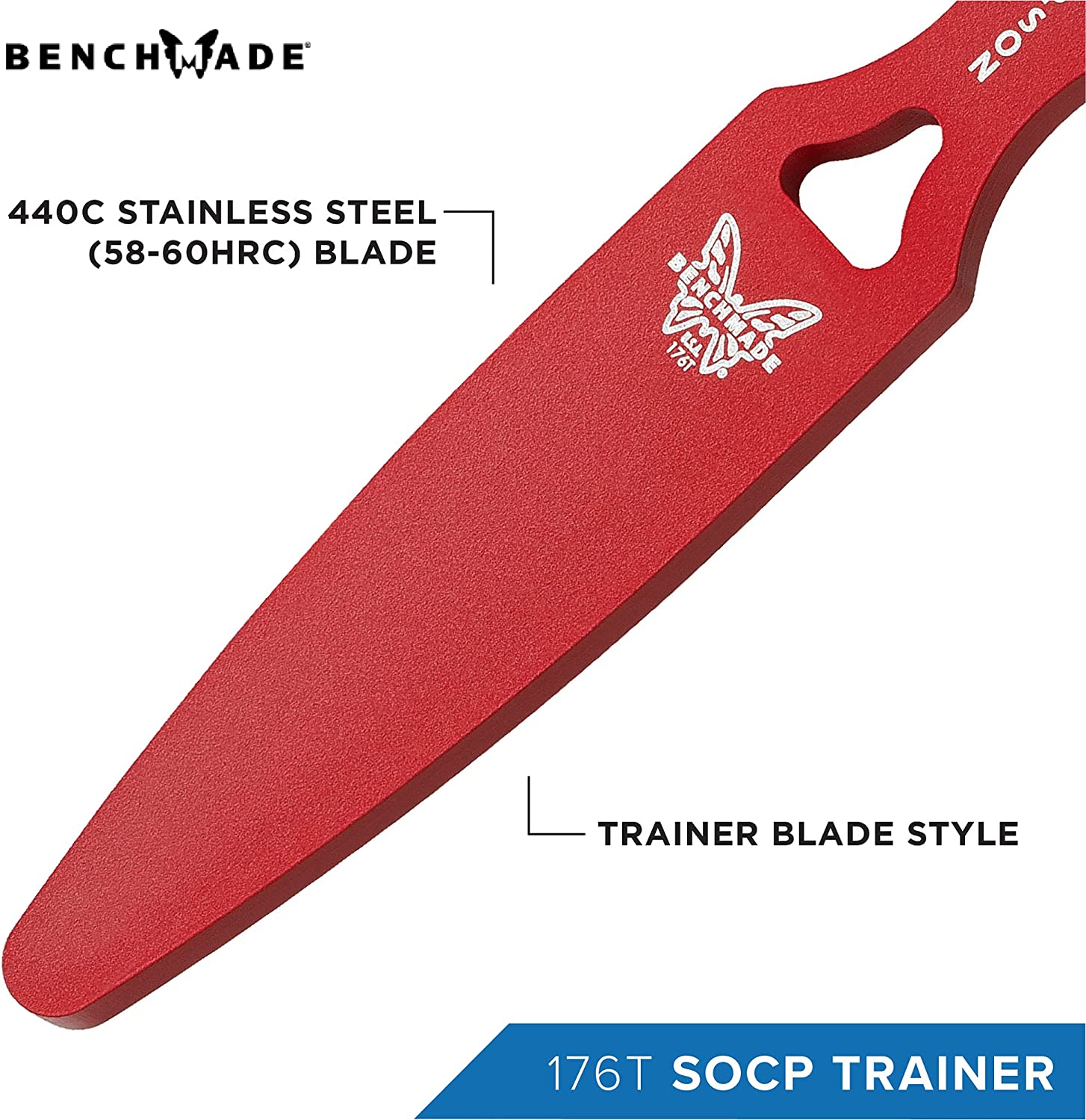 Benchmade SOCP Trainer 176T skeletonized handle with SOCP finger ring detail