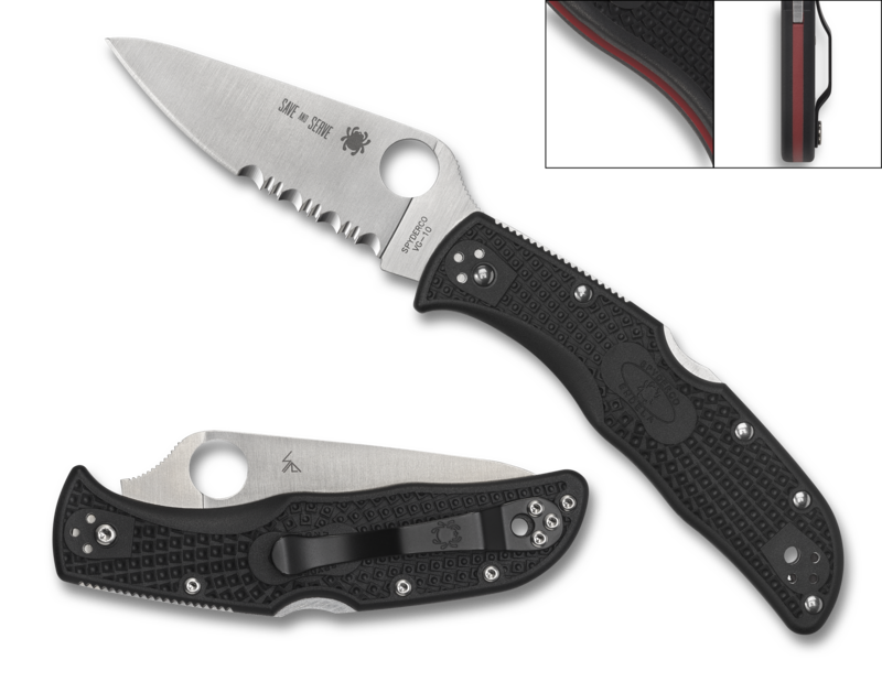 Spyderco Endela Lightweight Thin Red Line 3.41 in VG-10 Blade Black FRN Handle