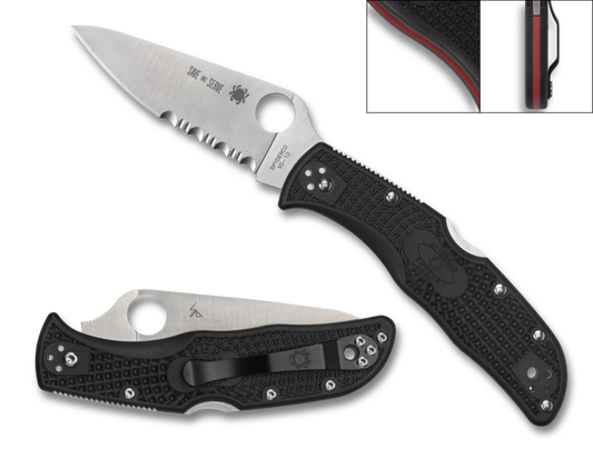Spyderco Endela Lightweight Thin Red Line 3.41 in VG-10 Blade Black FRN Handle