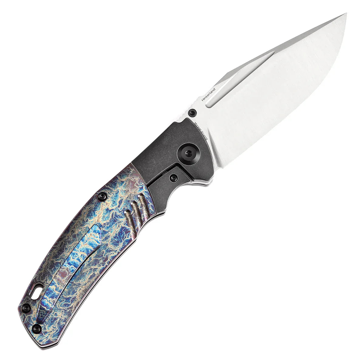 Kansept Hinterland 3.58" CPM S35VN Blackwash Titanium + Lightning Strike Finished Titanium Inlay Black,Blue K1057A5