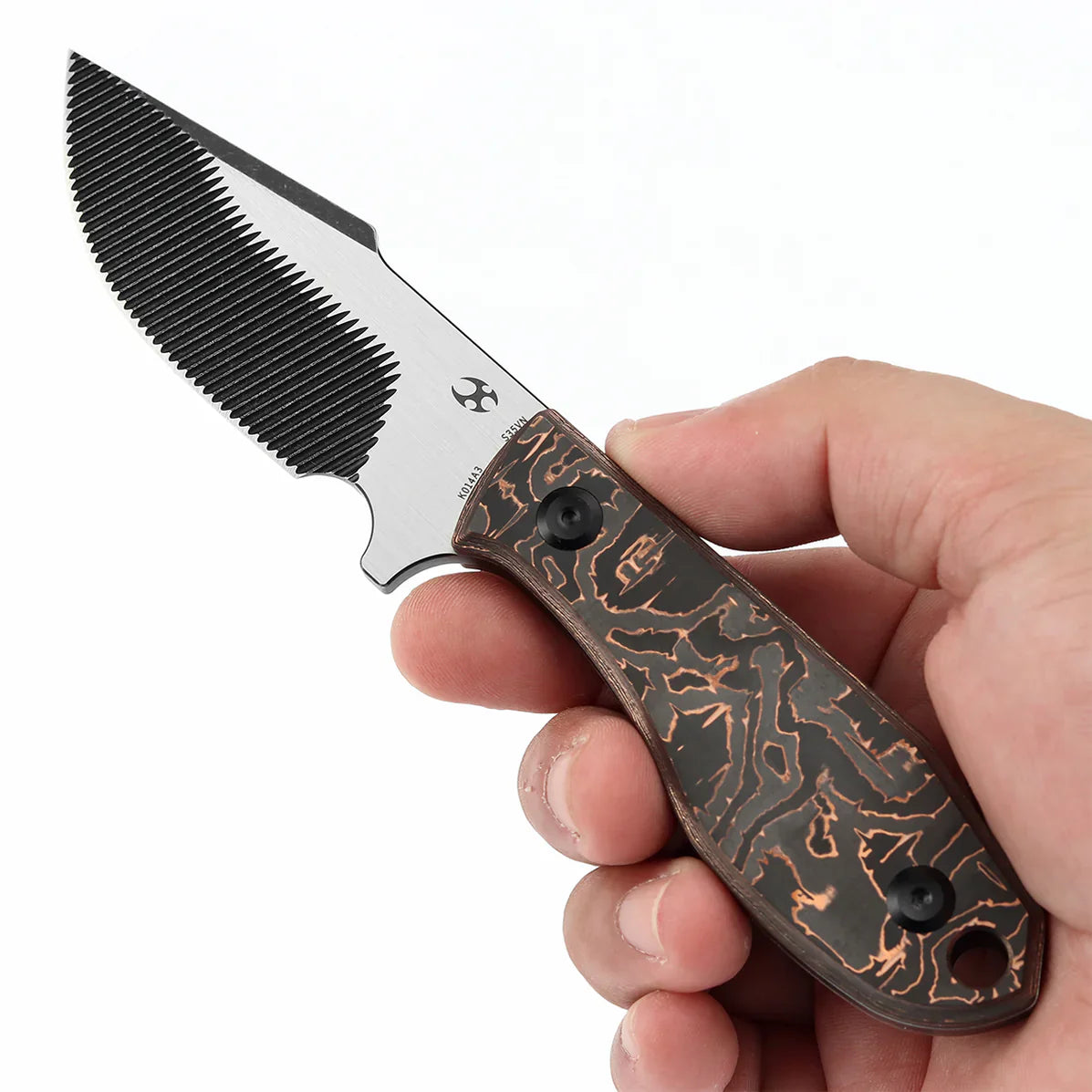 Kansept Tiny Dancer K014A3 – 3.17" CPM S35VN CNC-Milled Blade, Copper Carbon Fiber Handle, Fixed Blade by JB Stout