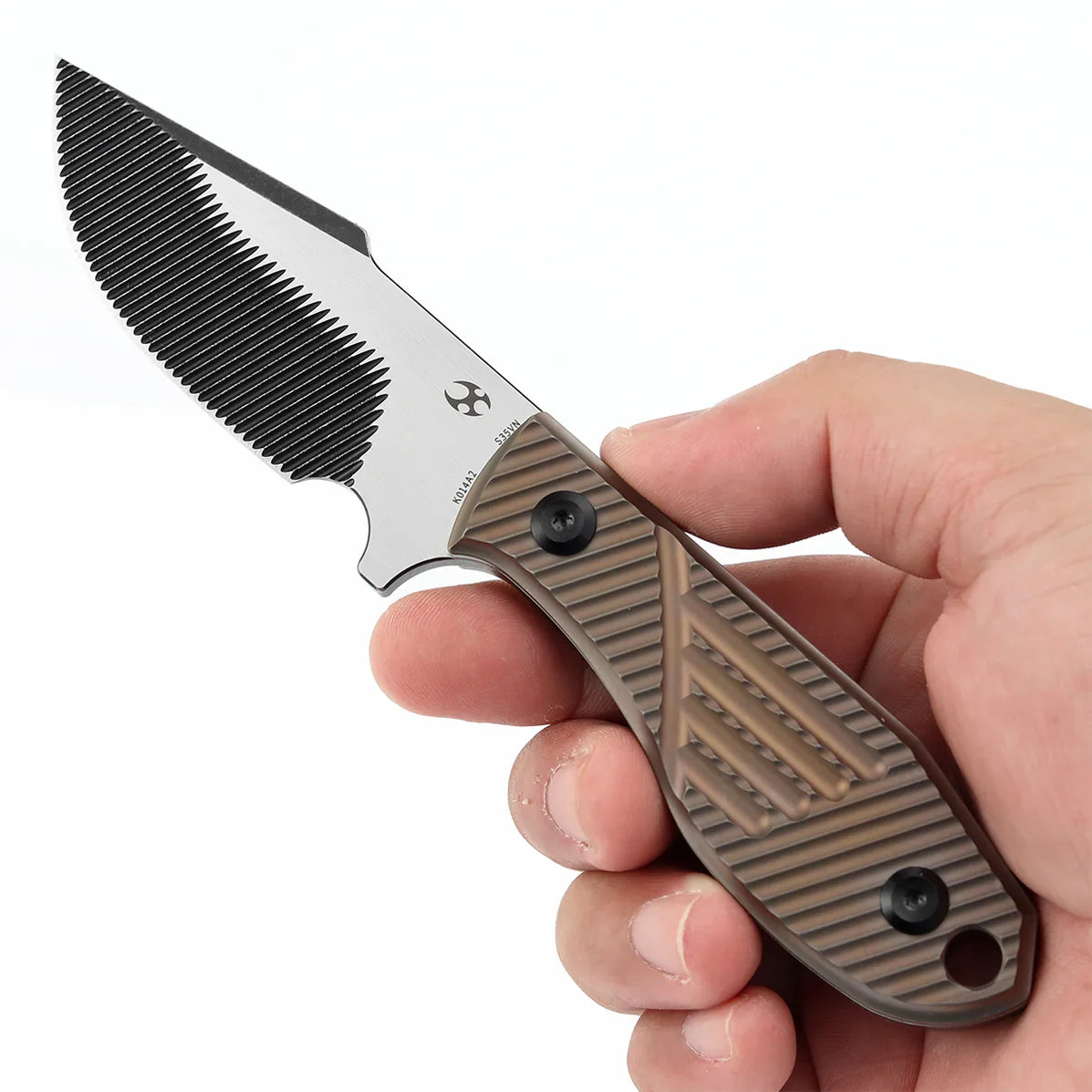 Kansept Tiny Dancer K014A2 – 3.17" CPM S35VN CNC-Milled Blade, Bronze Anodized Titanium CNC-Milled Handle, Fixed Blade by JB Stout