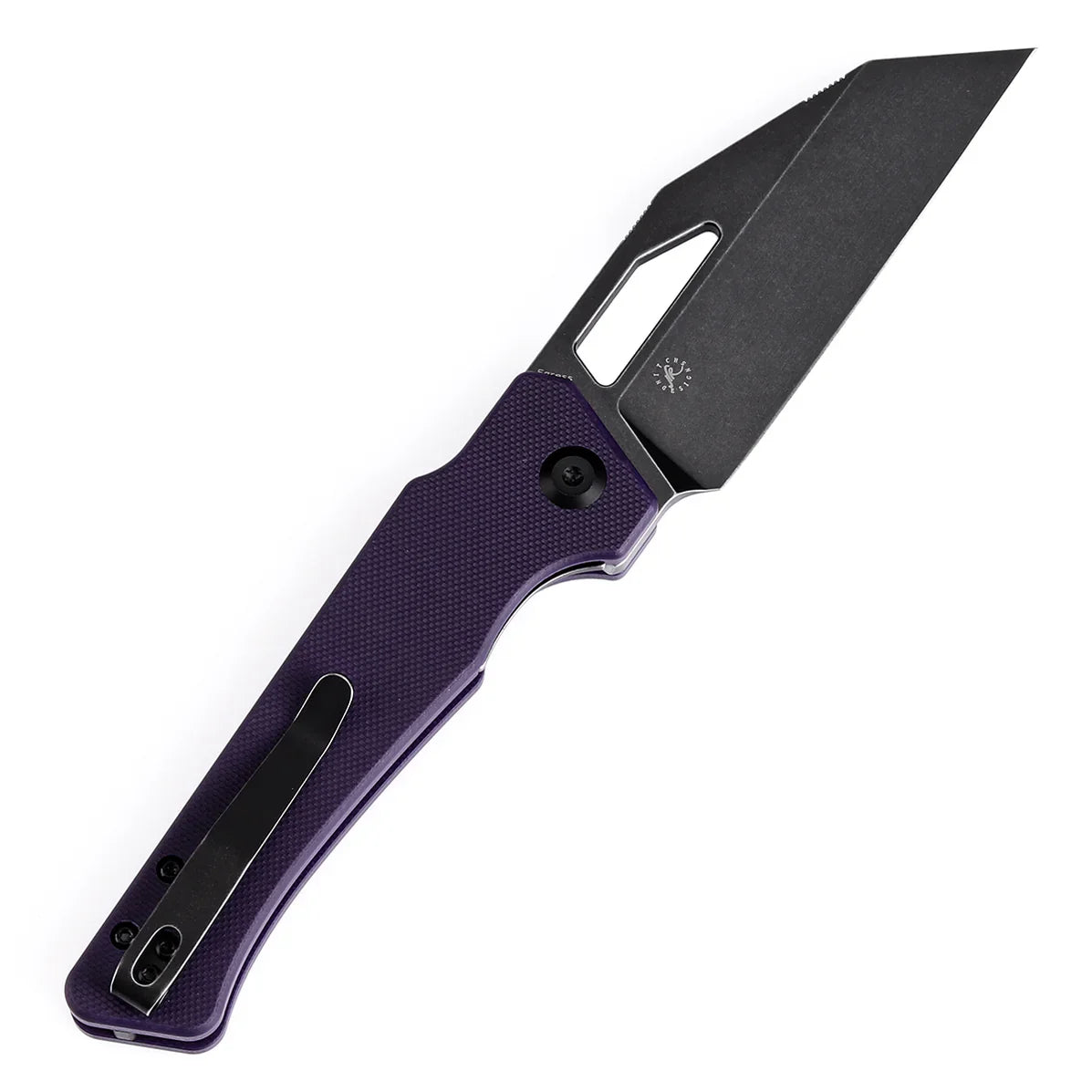 Kansept Egress 3.47" Black Stonewashed 14C28N Purple G10 T1033A3