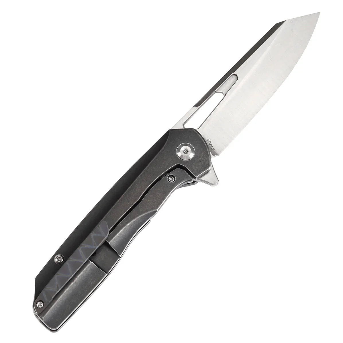 KANSEPT Shard K1006A22 – Satin CPM-S35VN Blade, Tiger Stripe Flamed Titanium + Black Stonewashed Titanium Handle, Kim Ning Design