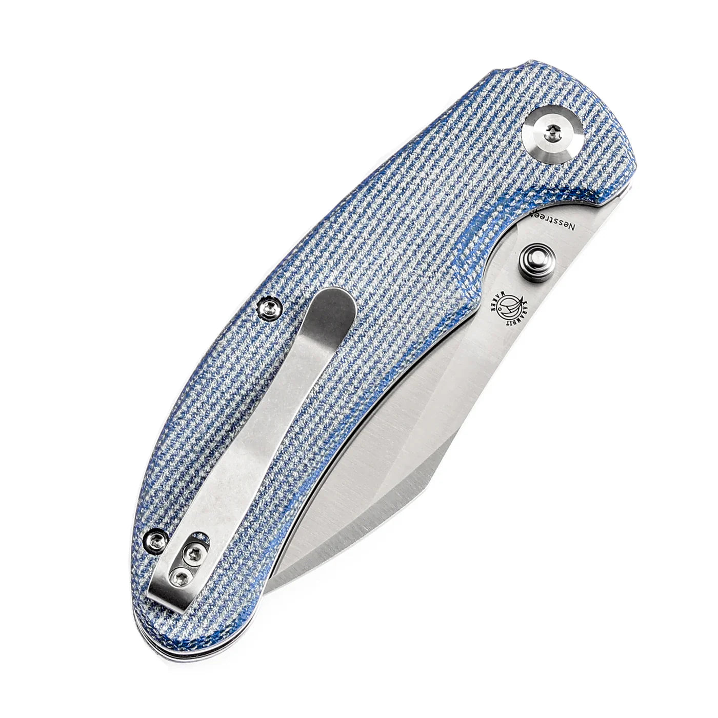 Kansept Knives 3.58 inch Satin 14C28N Blue Micarta Nesstreet T1039F5