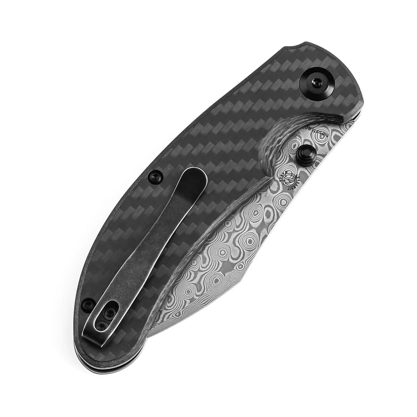 Kansept Nesstreet 3.58" Damascus Twill Carbon Fiber Black K1039F6