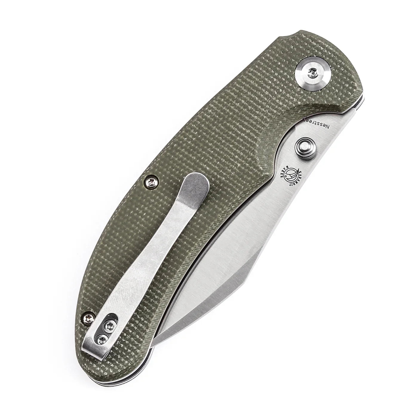 Kansept Nesstreet 3.58" Satin 14C28N Green Micarta T1039F4