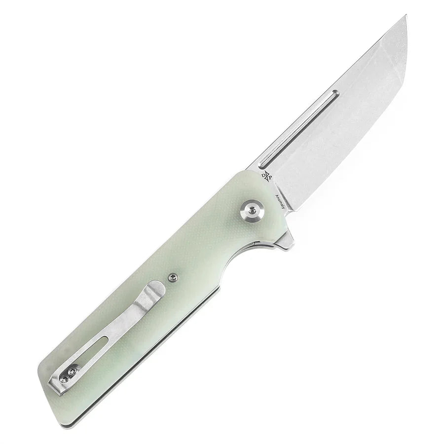 Tenable Anomaly T2038T4 – 3.14" Stonewashed Nitro-V Tanto Blade, Jade G10 Handle with Liner Lock