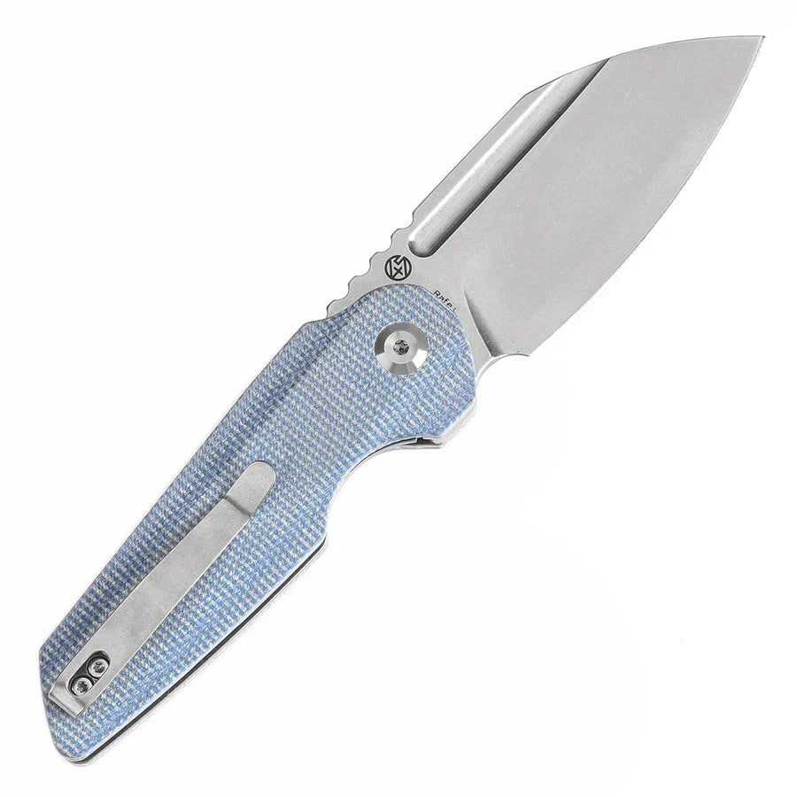 Tenable Rafe L T1048A3 – 3.19" Stonewashed 14C28N Blade, Blue Micarta Handle with Liner Lock